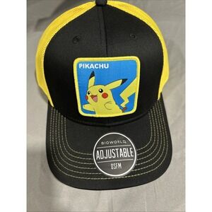 Pikachu Bioworld Adjustable‎ SnapBack New Black Yellow